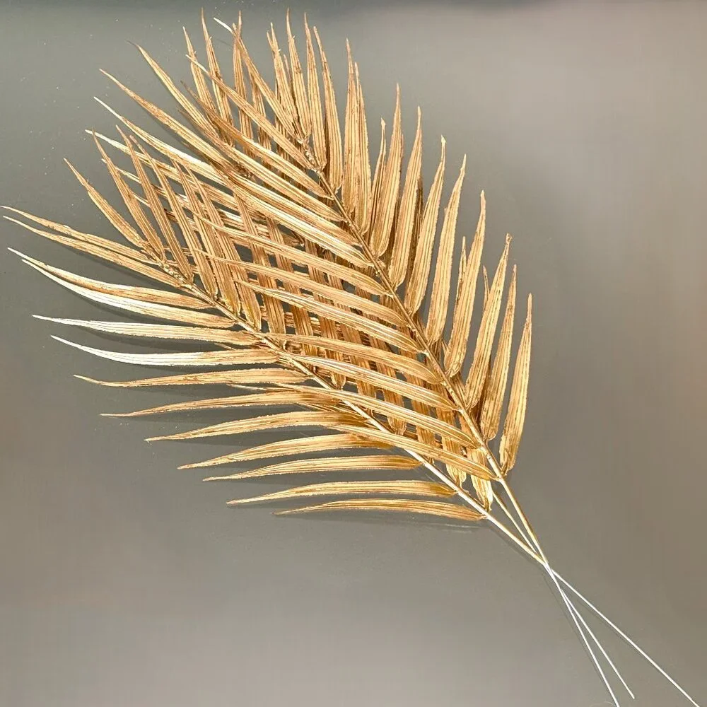 Set/3 19”L Artificial Holiday Gold Golden Tropical Palm Fronds Vase Filler New